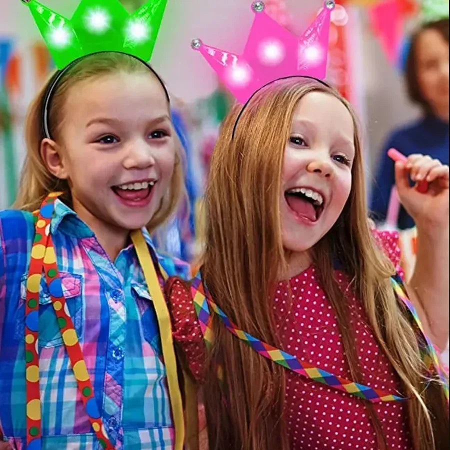 LED Princess Crown Headbands 6/12pcs Light Up Tiaras for Weddings and Parties Flashing Hair Hoops