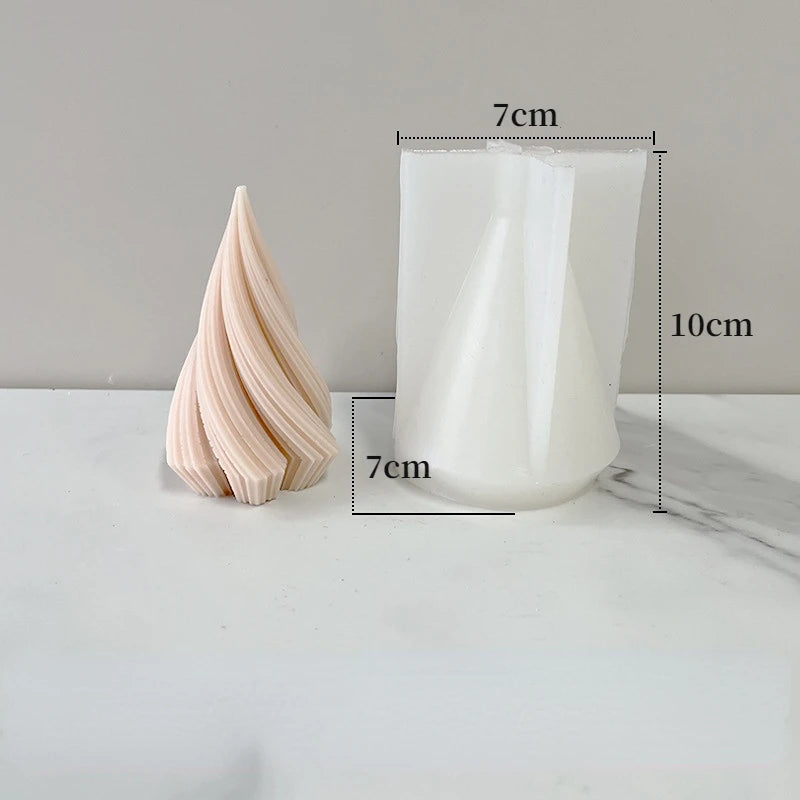 Large Silicone Christmas Tree Candle Mold 3D Wavy Striped Design for Crafting Soaps and Resins Home Decor Essentials