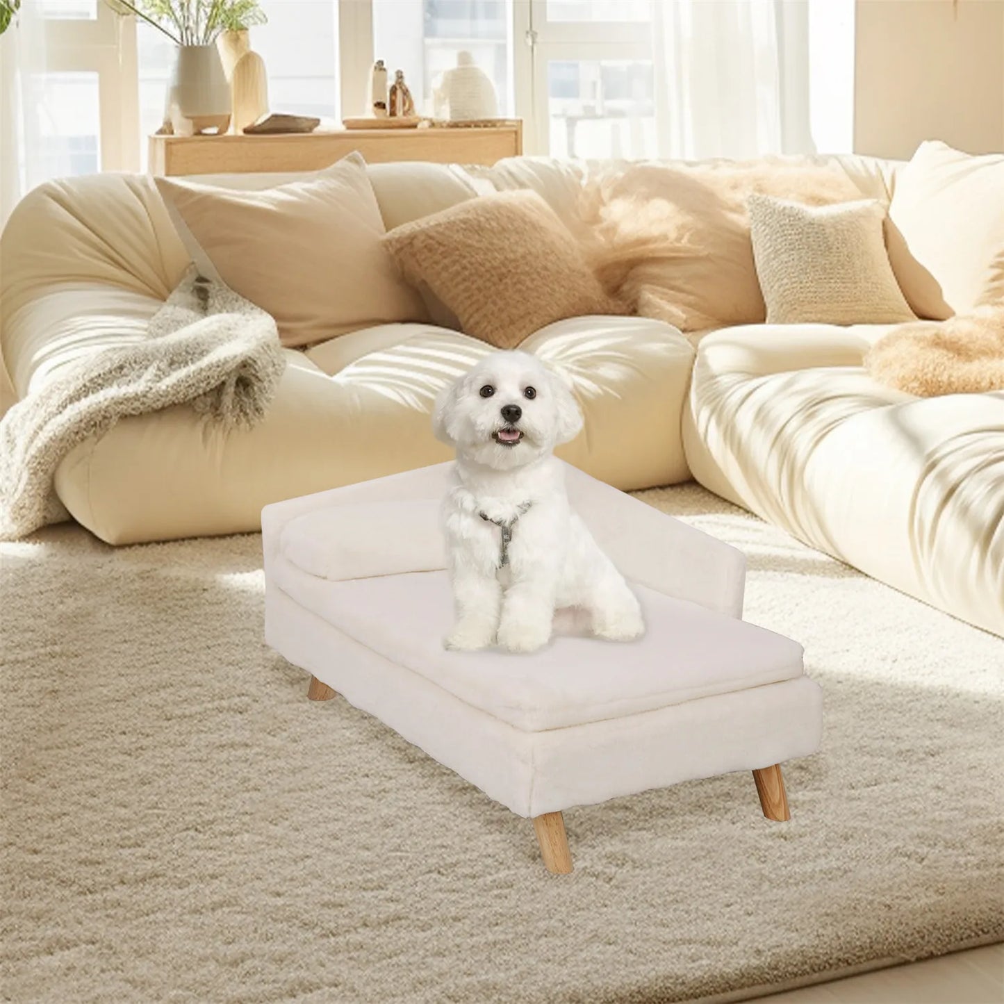 Elevated Pet Bed Nordic Stool with Cozy Waterproof Pad