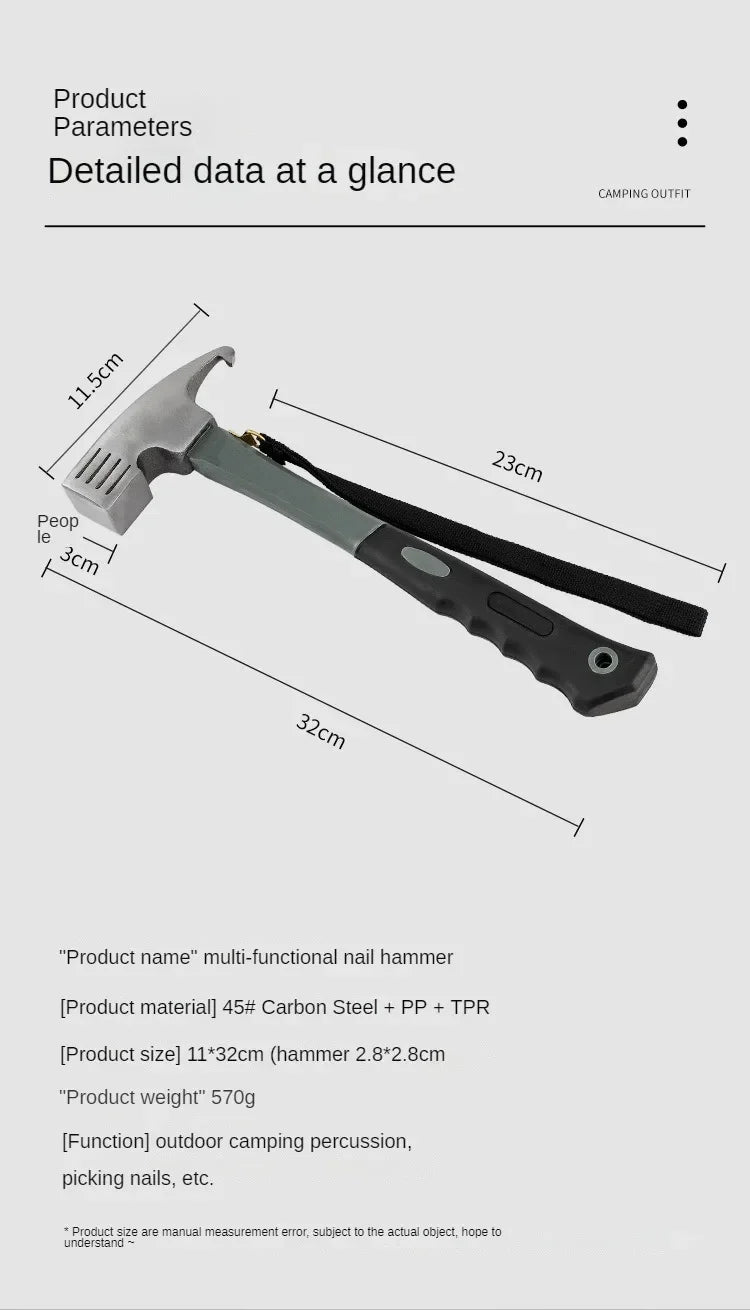 Outdoor Camping Tent Nail Hammer Cast Iron Safety Tool