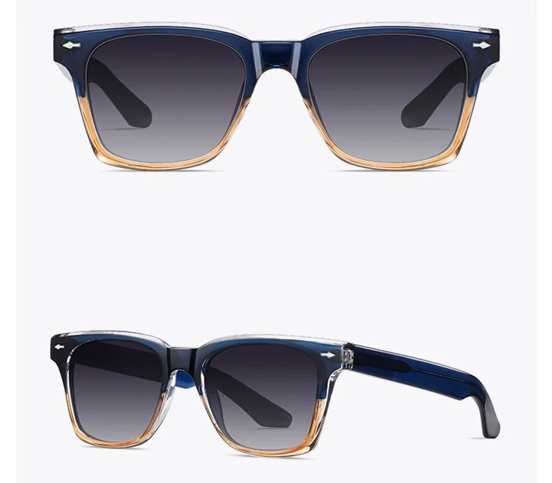 Kachawoo Polarized Sunglasses for Men and Women TR90 Frame Acetate Square Eyewear European Style Blue Orange Grey