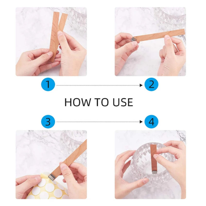 30/50pcs Wooden Candle Wick Set With Clip Base For DIY Candles