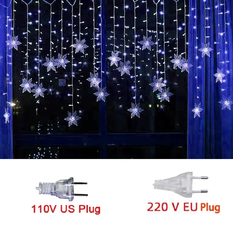 3.2M Christmas Snowflakes LED String Lights Waterproof Fairy Curtain for Holiday Party Wedding Decoration