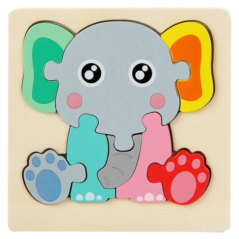 Wooden Puzzle Montessori Colorful Animal Jigsaw Toy for Kids