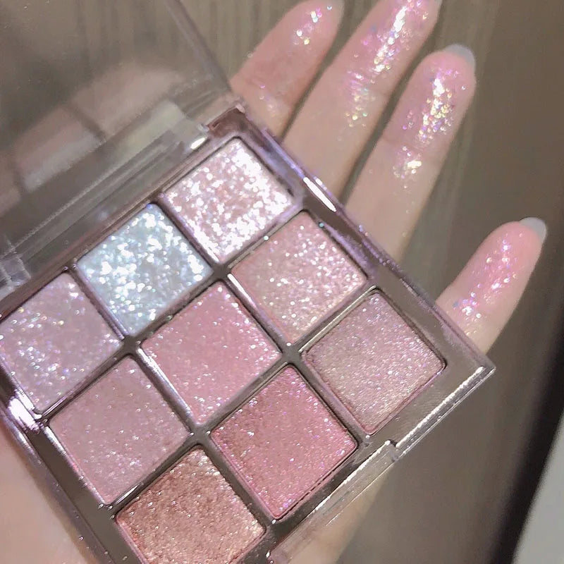 9-Color Eye Shadow Palette Glitter Pearly Long Lasting Korean Makeup