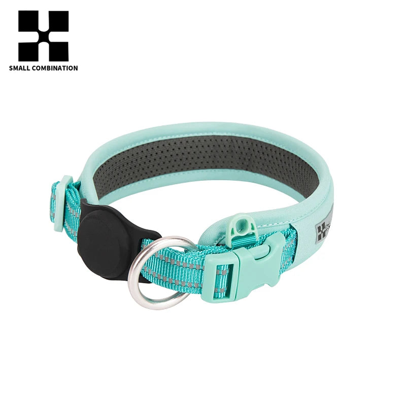 Personalized Adjustable Nylon Reflective Dog Collar with AirTag Holder for Small Medium and Large Dogs