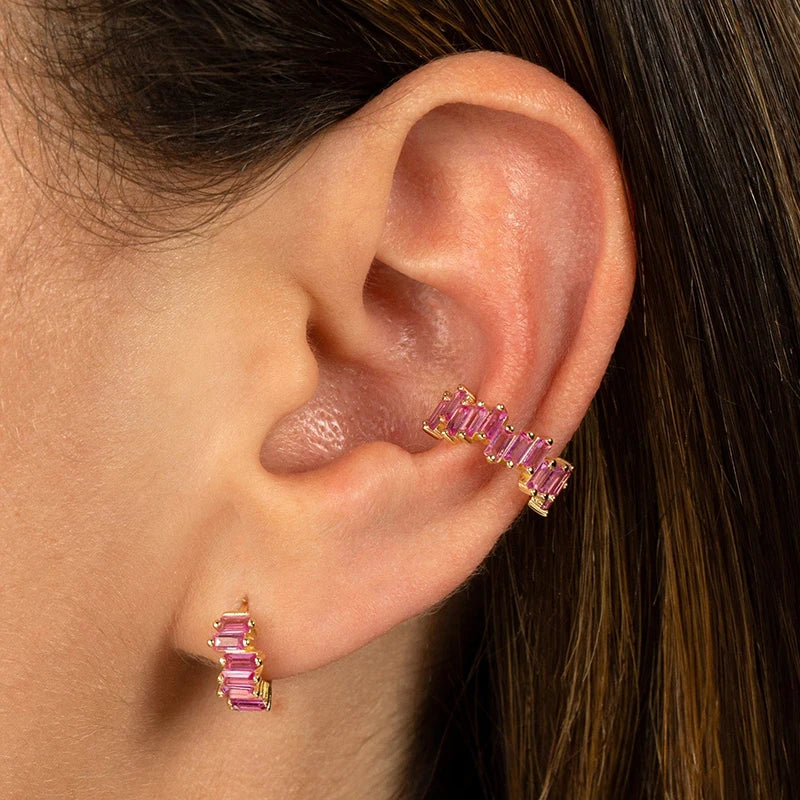 1PC Pave Color Crystal Ear Cuff Adjustable Gold Clip Jewelry