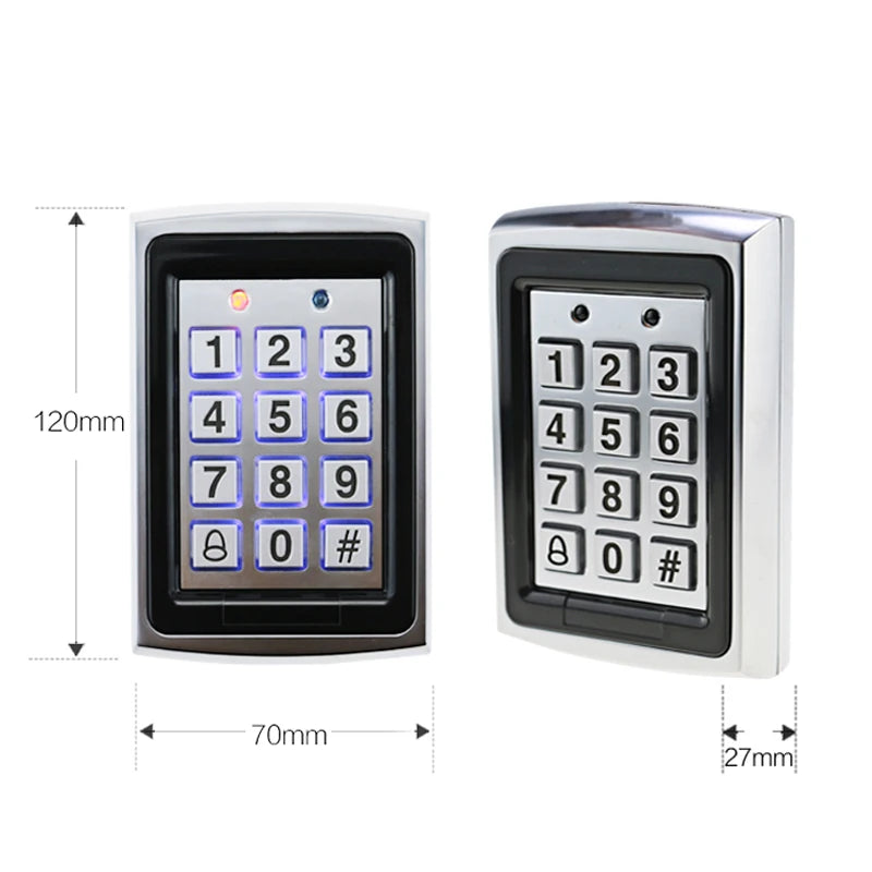 RFID Metal Access Control Keypad with Waterproof Cover for Outdoor Electronic Lock System and EM4100 Keychains