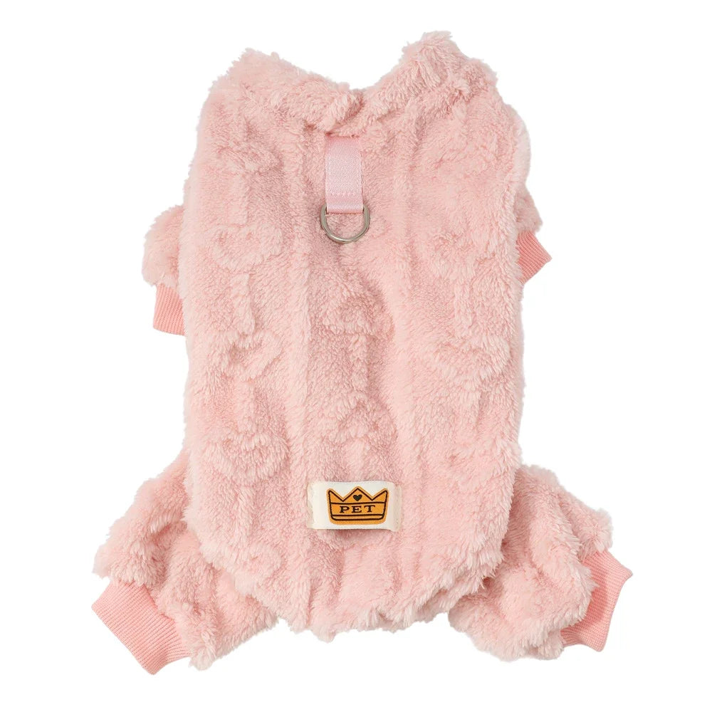 Winter Fleece Warm Dog Cloth Winter Soft Cozy Puppy Jumpsuit Plush Winter D-ring Overall For Small Medium Pet Vest Coat for Cat