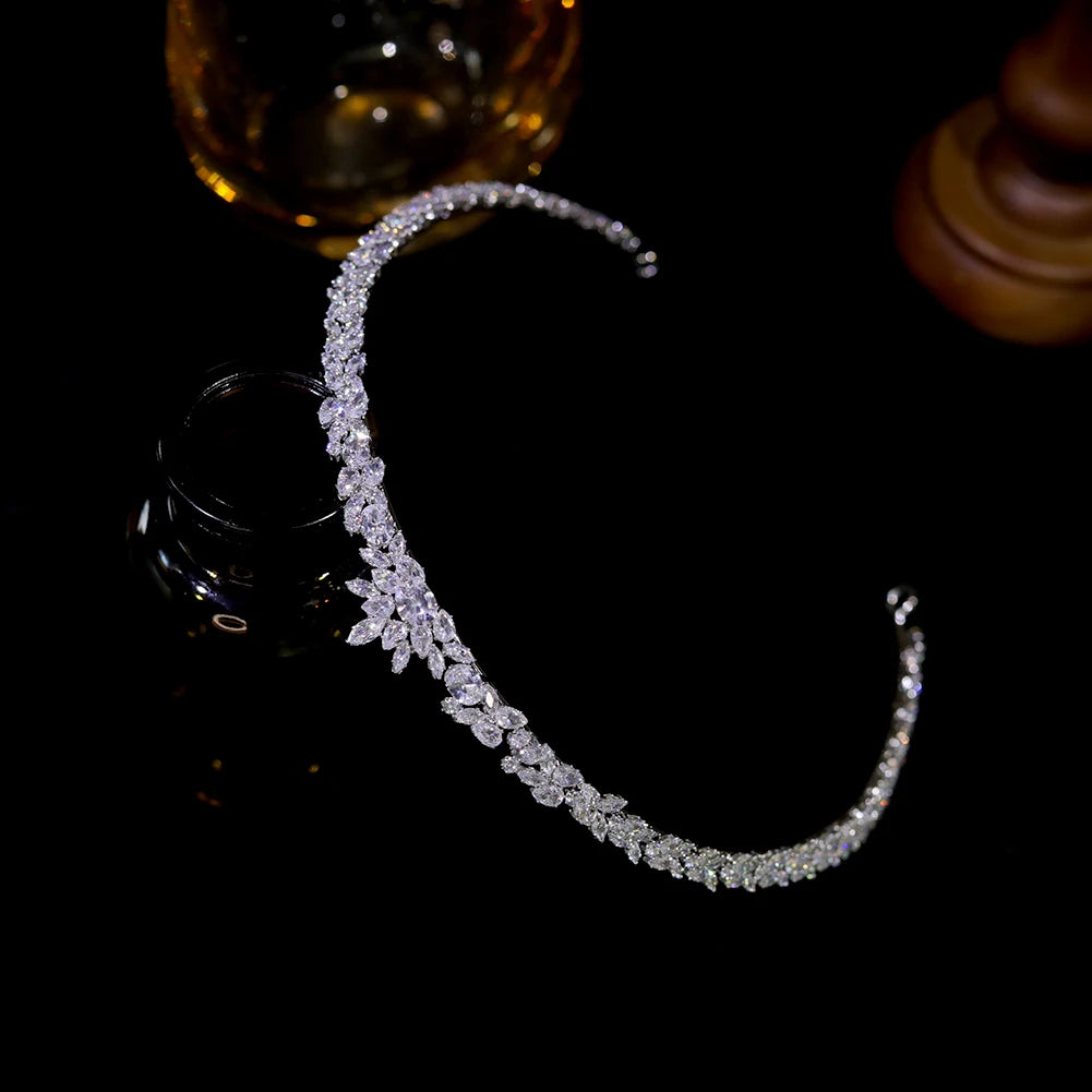 New Fashion Silver Color CZ Tiaras U-Shape Bride Headpiece