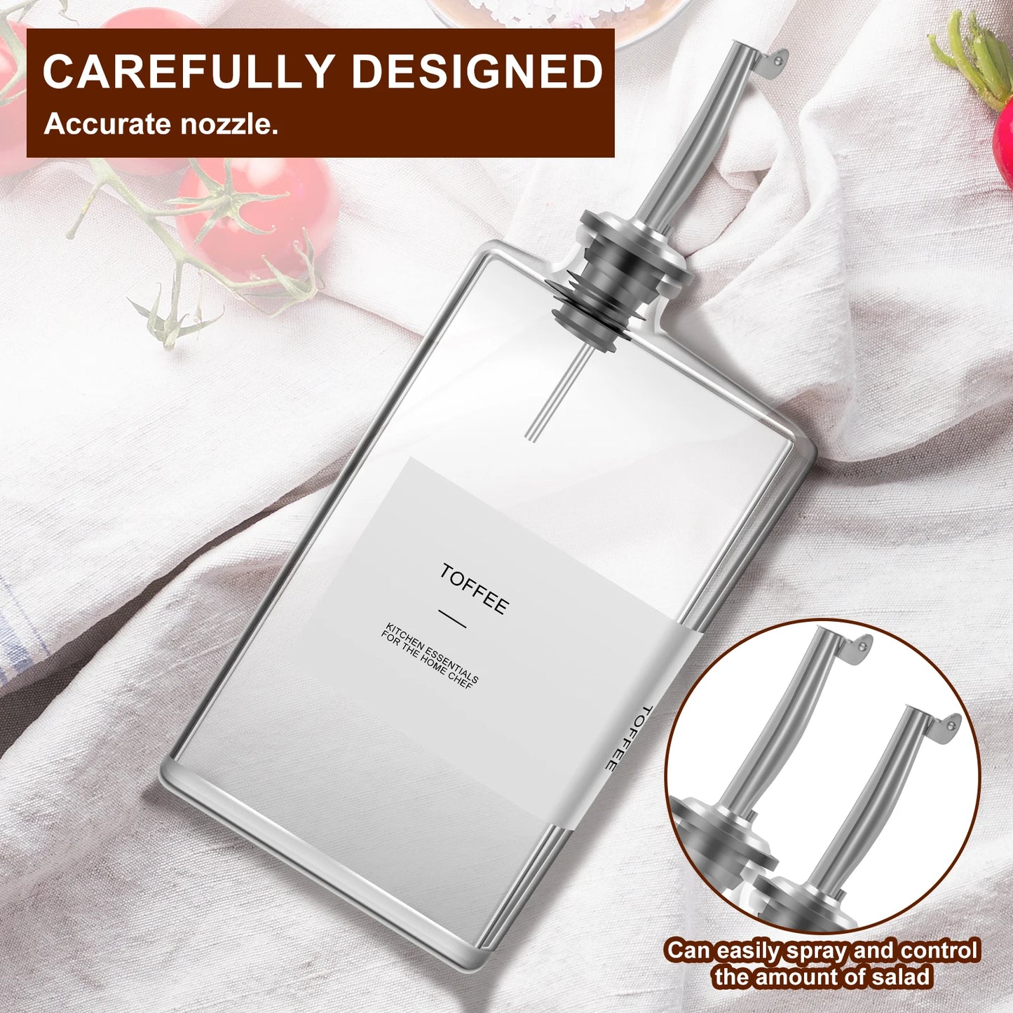 Glass Olive Oil and Vinegar Dispenser Bottle 350ml with Sort Sticker Stylish Kitchen Gadget