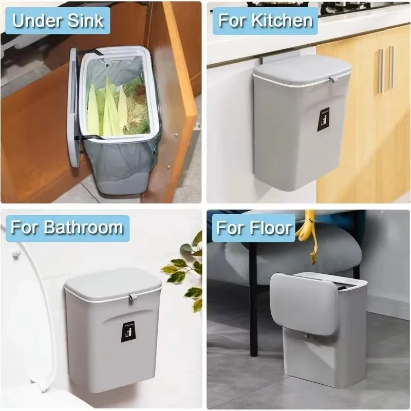 7L 9L Wall Mounted Trash Can with Lid for Kitchen and Bathroom Stylish Waste Bin Eco-Friendly Design