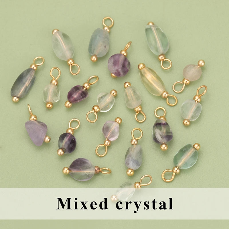 YEGUI C324S 20pcs Natural Stone Charms 18K Gold Plated