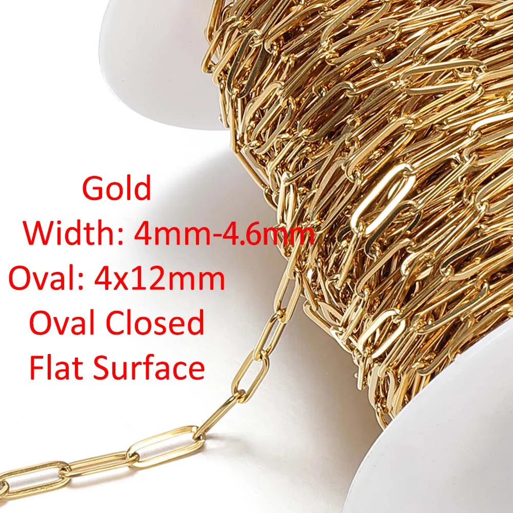 No Fade 1Meter Gold Stainless Steel 7.5mm Rolo Chain