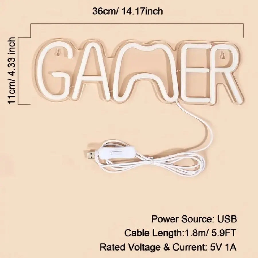 Gamepad Shaped LED Neon Sign for Gamer Room Decor