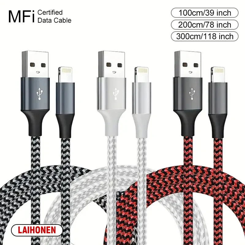 1M 2M 3M USB A To Lightning MFi Certified Cable For iPhone 14 13 12 11 X XR Pro Max Fast Charging Cable Charger Data Wire Cord