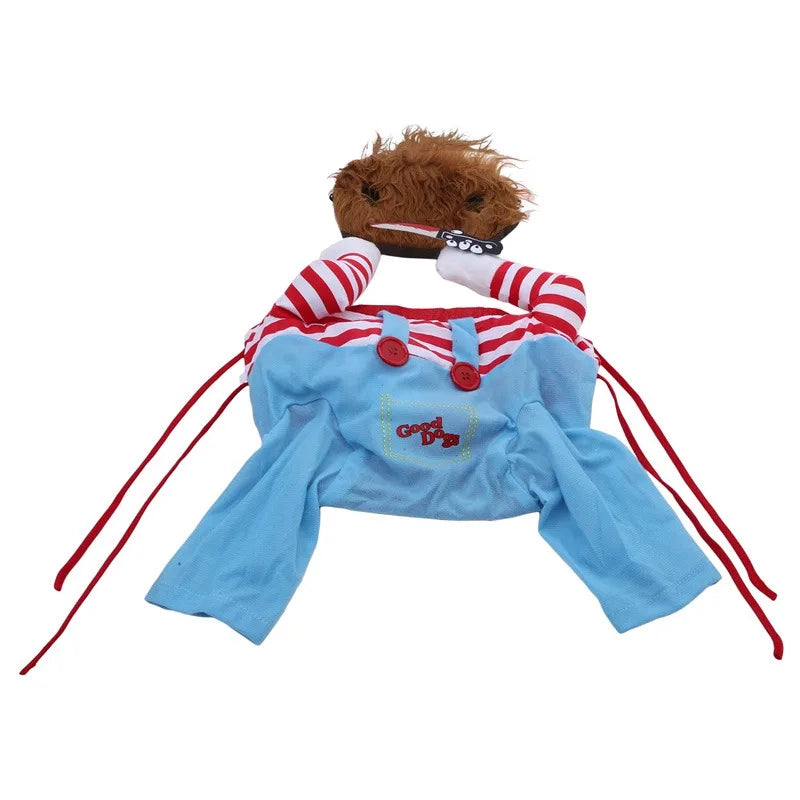 Chucky Dog Halloween Costume Fashion Funny Horror Movie Pet Party Outfit Comical Sweatshirt Set Dog Jumpsuit for Comical Effect