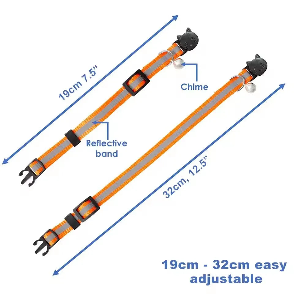 Reflective Breakaway Cat Collar Neck Ring Necklace Newborn Puppy Dog ID Collar Colorful Bell Collar for Cats Pet Kitten Products