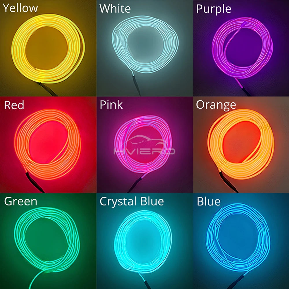 1M/2M/3M/5M Car Interior LED Strip Flexible Neon Lights USB