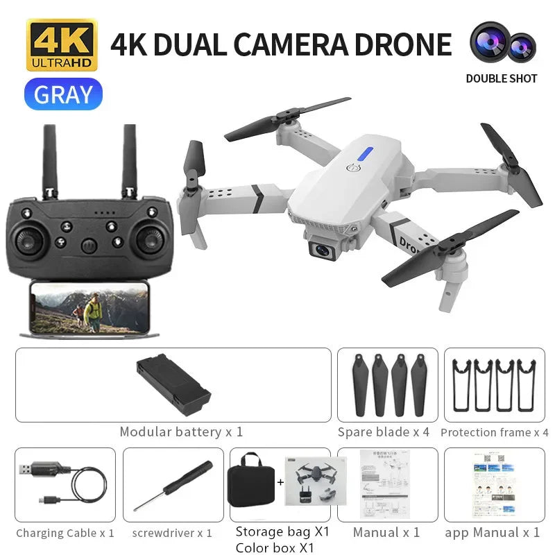 Professional Mini Remote Control Drone E88 4K HD Camera Wifi FPV Folding Quadcopter Gift for Kids