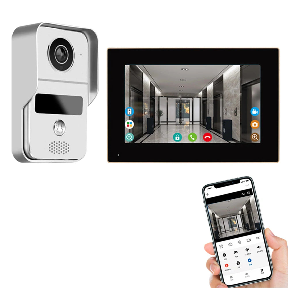 WiFi TUYA Smart APP 7 Inch 1080P Home Intercom Kit Wireless Video Door Phone Wired Doorbell for Villa Flat RFID Access Control