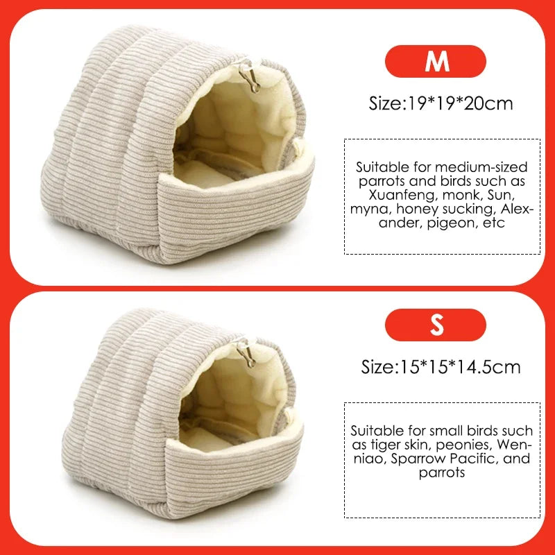 Pet Bird Nest House Parrot Cages Warm Comfortable Hanging Winter Parrot Hammock Cave Heart Plush Nest Decoration Accessories