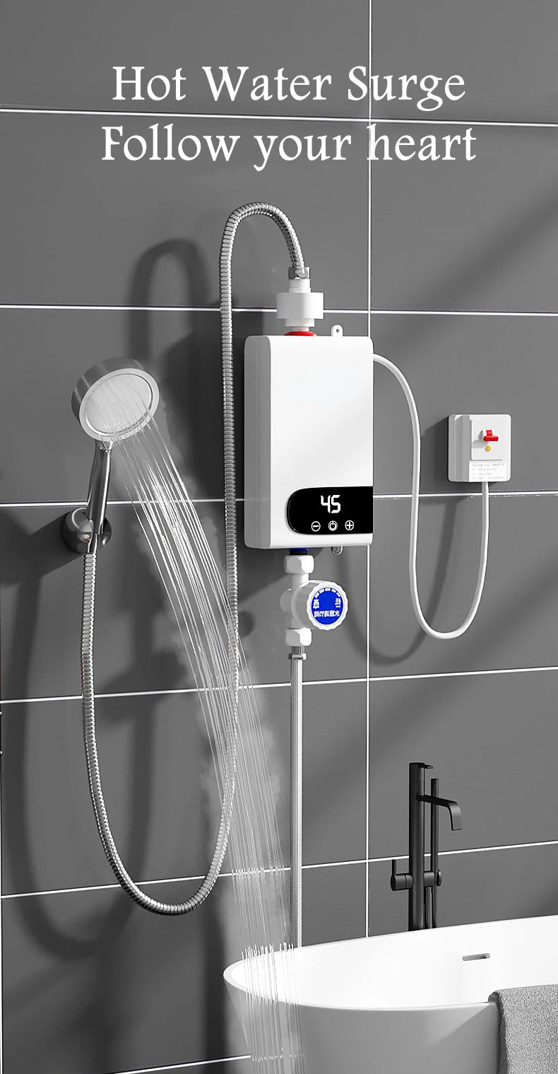 Instant Water Heater 220V 5500W Portable Electric Heater for Quick Bathroom and Kitchen Hot Water