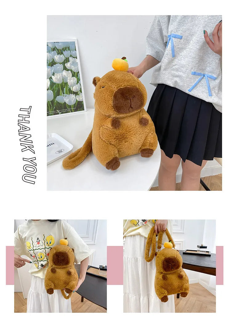 Capybara Plush Backpack Kawaii Mini Knapsack Bag for Kids