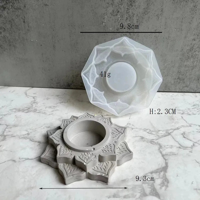 Concrete Candle Jar Silicone Mould Round Lotus Holder Tool