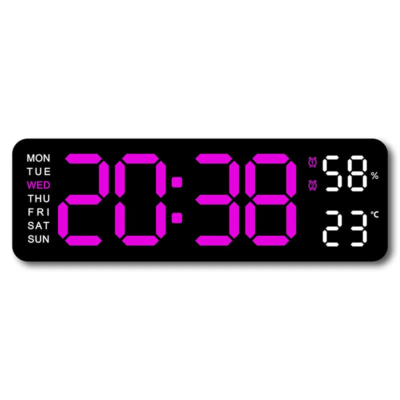 12inch Smart Mute LED Electronic Wall Clock with Thermometer