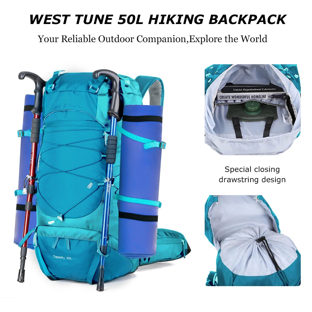 50L Travel Backpack | Hiking Pack with Rain Cover