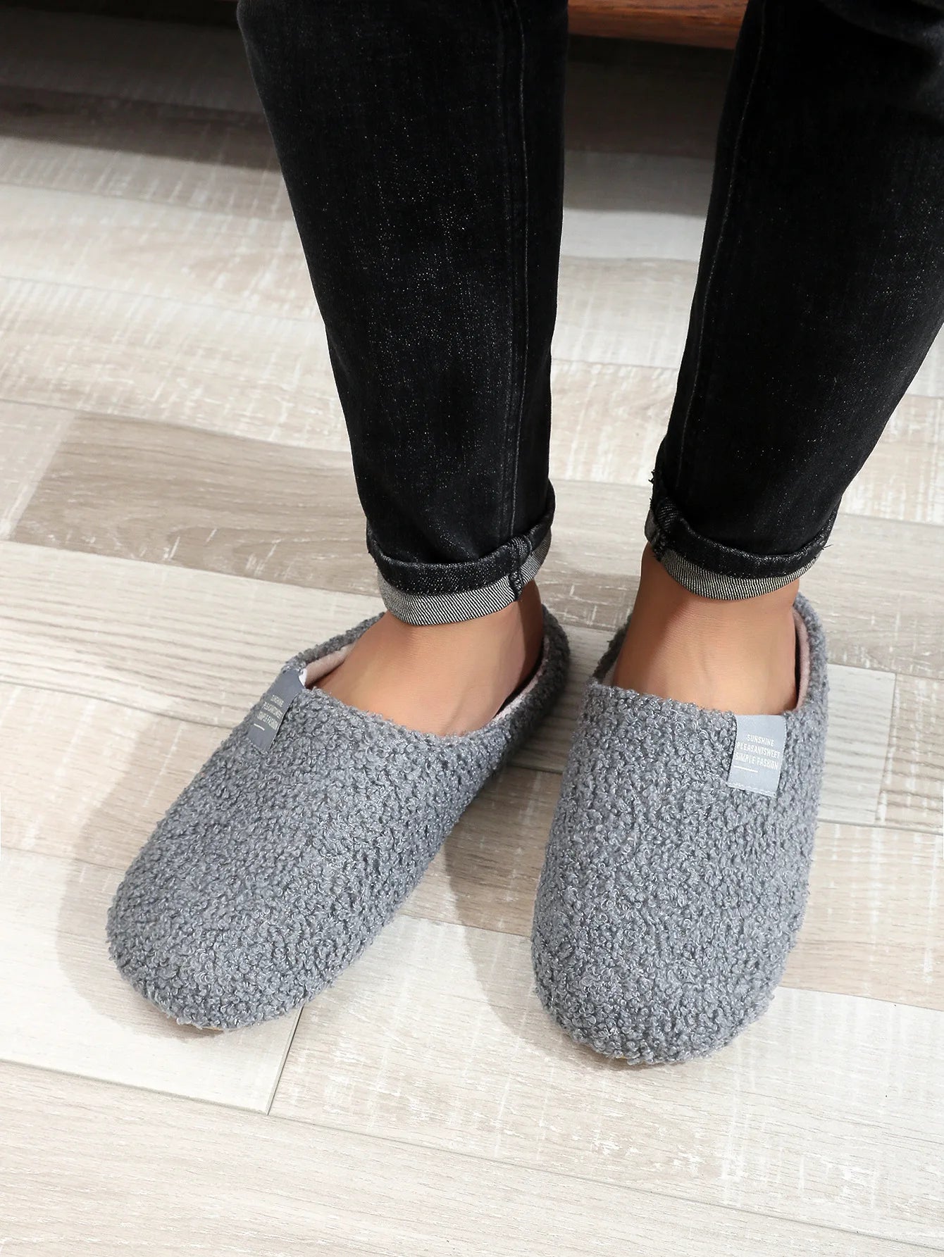 Couples Home Slippers Soft Fur Warm Indoor Flat Slides