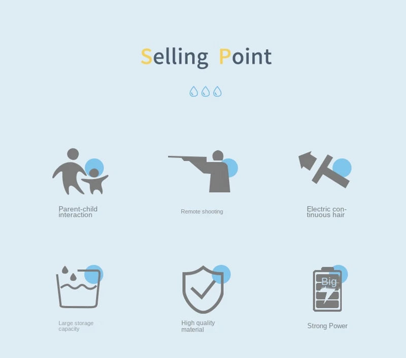 Full Automatic Electric Water Gun 43cm Portable Summer Toy for Kids and Adults Outdoor Water Battles