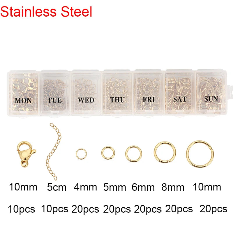 Jewelry Making Kit Set Box Stainless Steel Findings for Bracelets and Necklaces
