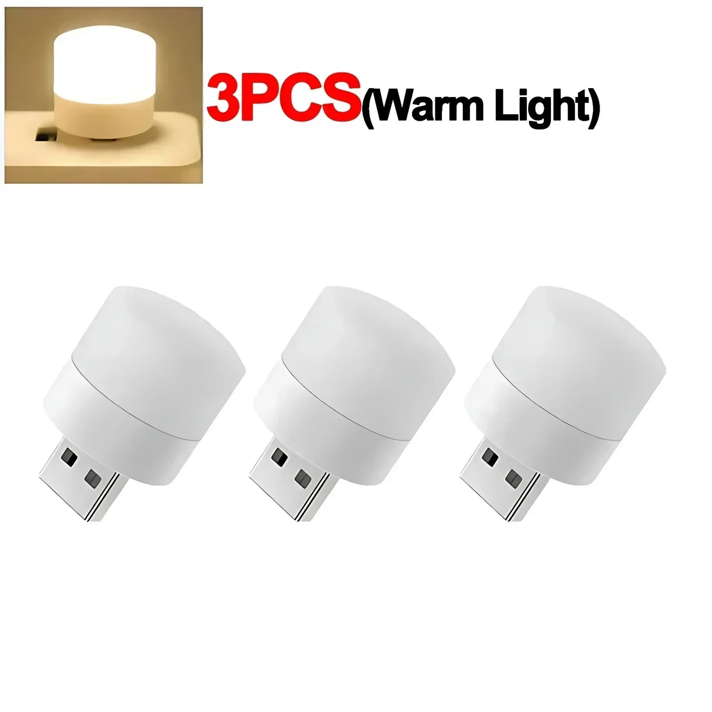 1-20Pcs Mini USB Night Light Warm White Eye Protection LED Lamp