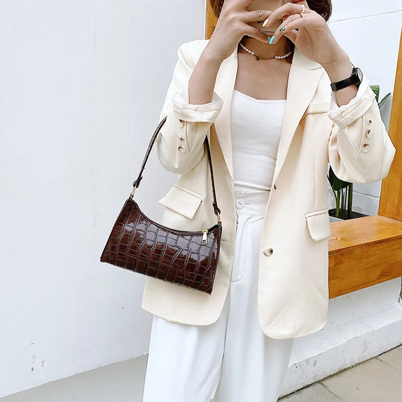 Retro Alligator Pattern Small Handbags for Women PU Leather