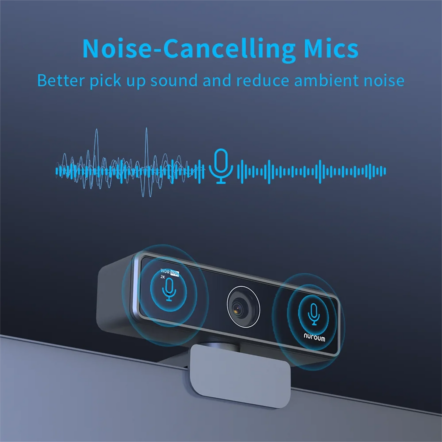 NURUM V11 2K Webcam with Dual Microphones 1080P 60fps and 1440P 30fps FHD for PC and Laptop Streaming and Conferencing