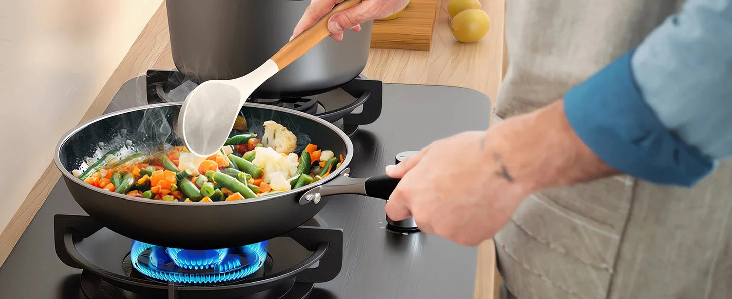 Silicone Kitchen Utensil Set 12 Pieces Food Grade Cooking Tools Turner Spatula Measuring Spoon Eco-Friendly Cookware