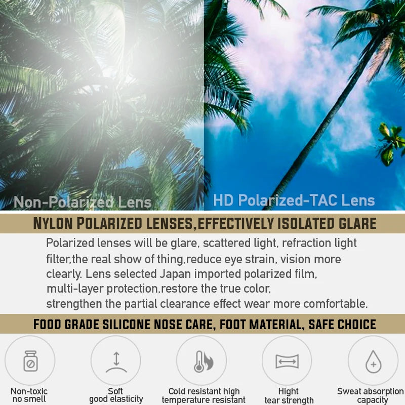 JULI Sports Sunglasses for Men Women UV400 TR90 Rimless 8001