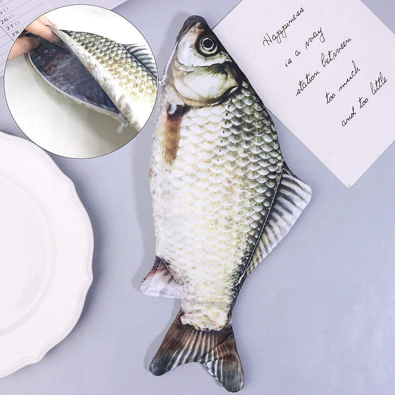 1pc Crucian Carp Pen Bag Realistic Fish Makeup Pouch Case