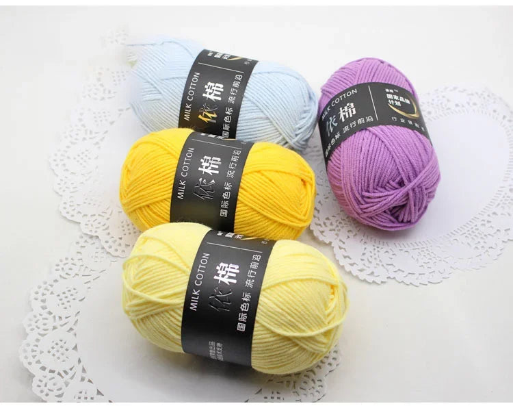 Likeecords 4-Strand Milk Cotton Yarn 60g Soft Baby Yarn for Knitting and Crochet