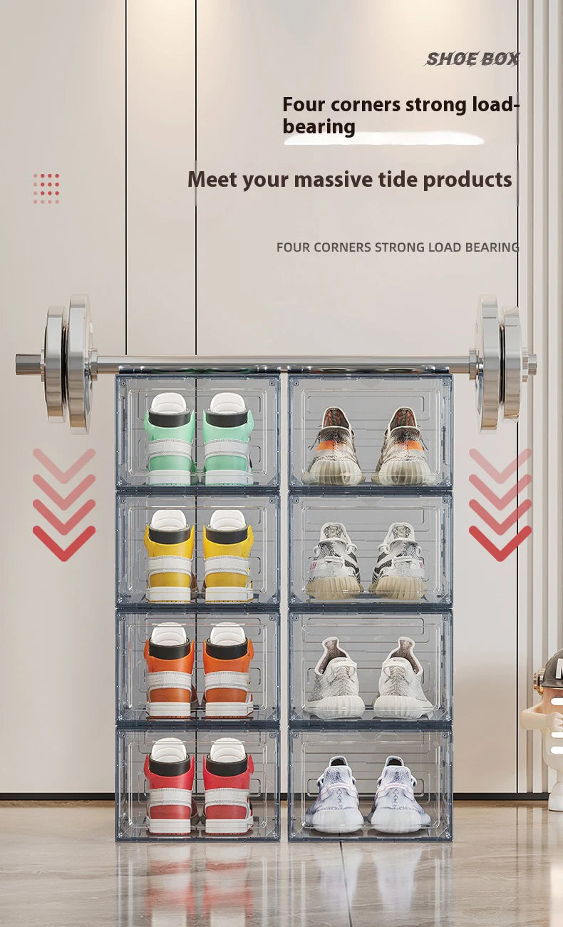 1/10pcs Clear Plastic Shoe Display Case and Hat Organizers with Magnetic Door Waterproof Storage Solution