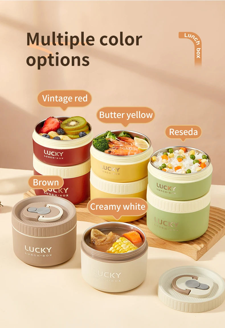 WORTHBUY Portable 304 Stainless Steel Insulated Bento Lunch Box With Thermal Bag Cutlery Leak Proof Container Set