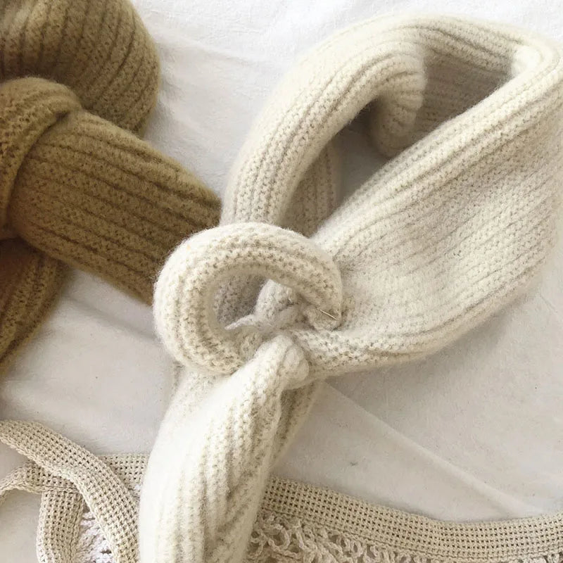 Simple Fashion Baby Scarf Candy Color Woolen Knitted Scarves for Kids Winter Warm Neckerchief