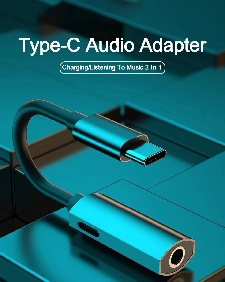 2 in 1 USB C to 3.5mm Jack Headphones Adapter Charger for Samsung Galaxy S24 S23 S22 Ultra A54 A34 A53 Note 20 10