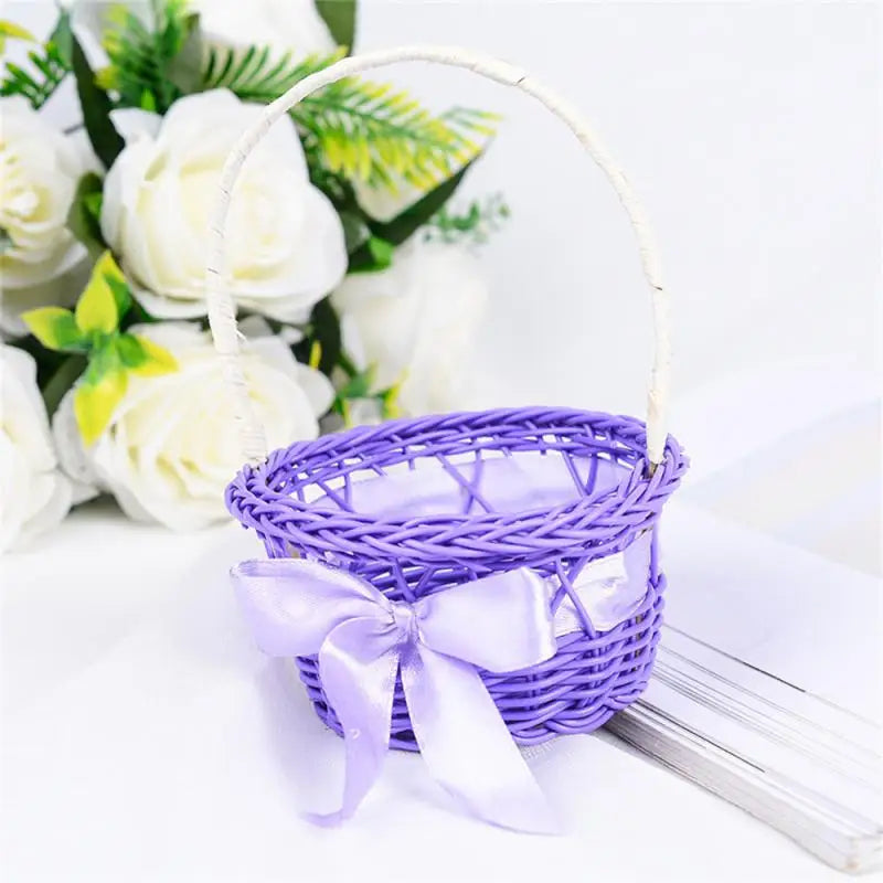 1PC Round Small Flower Storage Basket Hand-Woven Decorative Home Basket