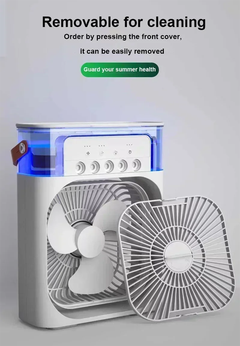 Portable Humidifier Fan 3 In 1 USB Air Conditioner LED Light