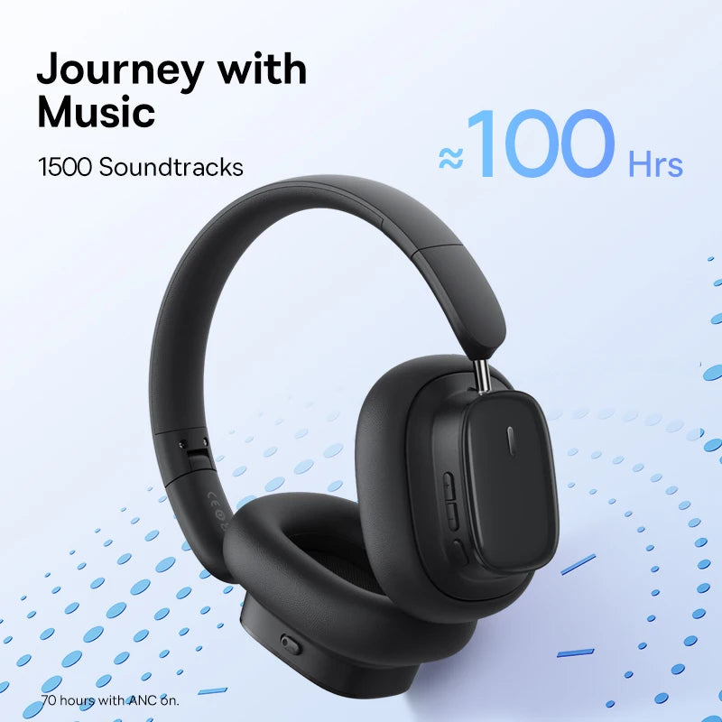 Baseus Bowie Wireless Headphone Bluetooth 5.3 38db ANC Noise Cancellation Hi-Res 3D Spatial Audio Over the Ear Headsets 100H