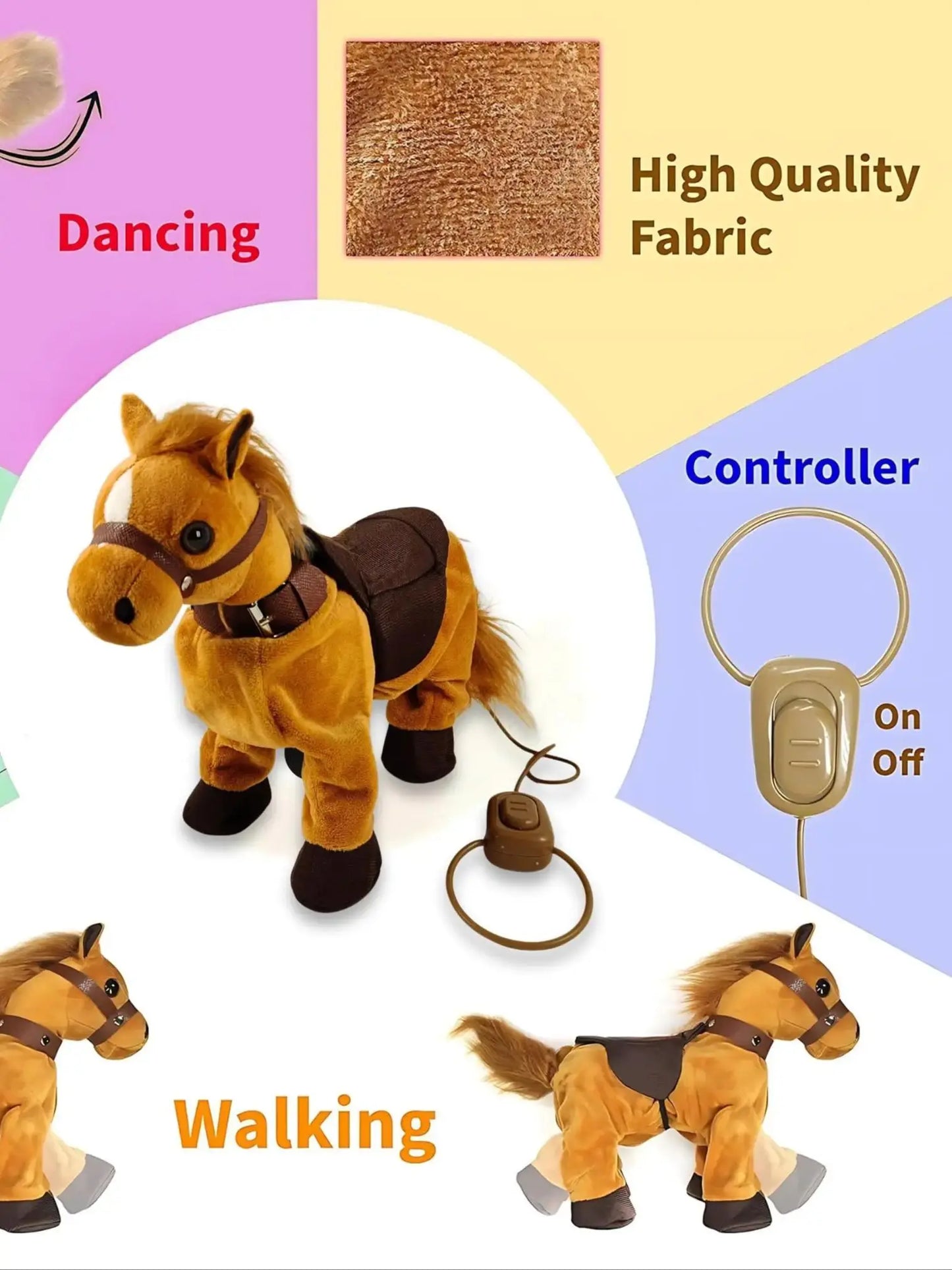 Interactive Remote Control Walking Pony Toy for Kids with Dancing Singing Features and Leash