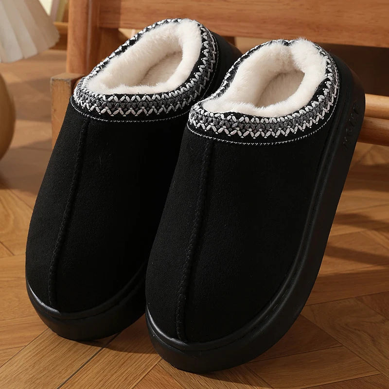 Home Soft Plush Slippers Women Winter Non-Slip Cotton Slides Plus Size 45 Warm Thick Bottom